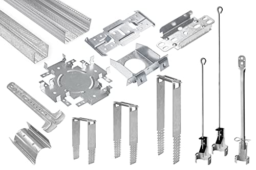 HEXIM UD CD Trockenbauprofile & Zubehör - Direktabhänger Rigips Decke Unterkonstruktion (10 Direktabhänger 350mm) Decke abhängen System Holz