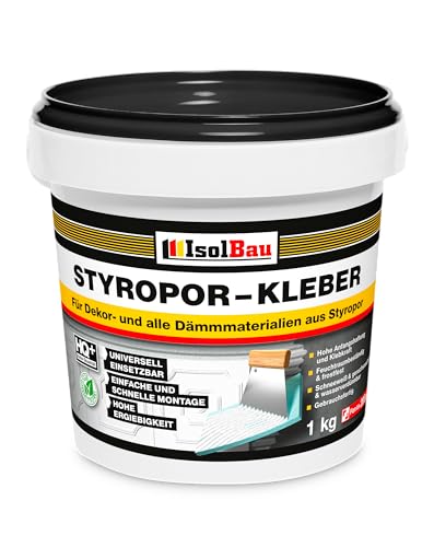 Isolbau Styropor-Kleber - 1 kg Eimer Kleber für Dekor- & Dämm-Materialien aus Styropor