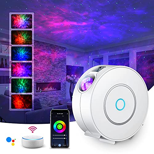 LED WIFI Sternenhimmel Projektor,SUPPOU Smart Nachtlicht 3D Galaxy Sternenprojektor Lampe Kinder Erwachsense mit RG Dimming/Stimmenkontrolle/WiFi...