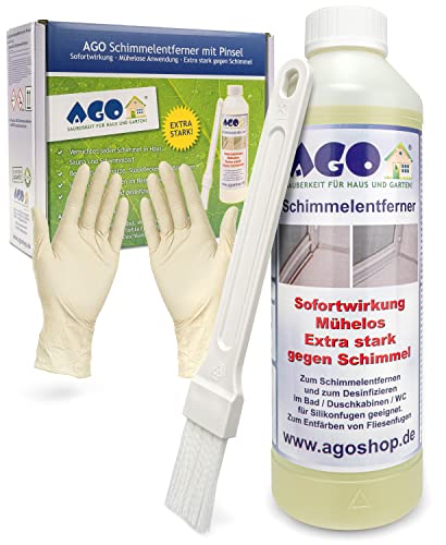 AGO 500ml Schimmelentferner mit Pinsel & Handschuhen – stärker als herkömmliche Sprühreiniger/hochkonzentriertes Anti Schimmel...