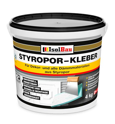 Isolbau Styropor-Kleber - 4 kg Eimer Kleber für Dekor- & Dämm-Materialien aus Styropor