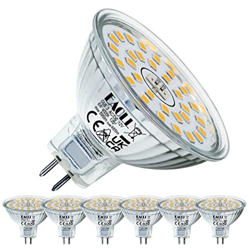 EACLL GU5.3 LED 4000K 6W Ersetzt 50W Halogen MR16 Glühbirne, 6er-Pack. Neutralweiss 595 Lumen Leuchtmittel, AC/DC 12V Flimmerfrei Strahler,...